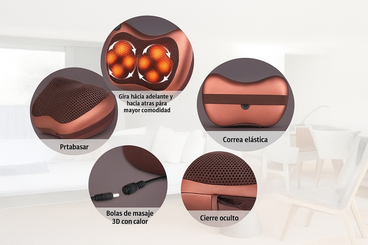 Almohada Masajeadora Eléctrica con Calor